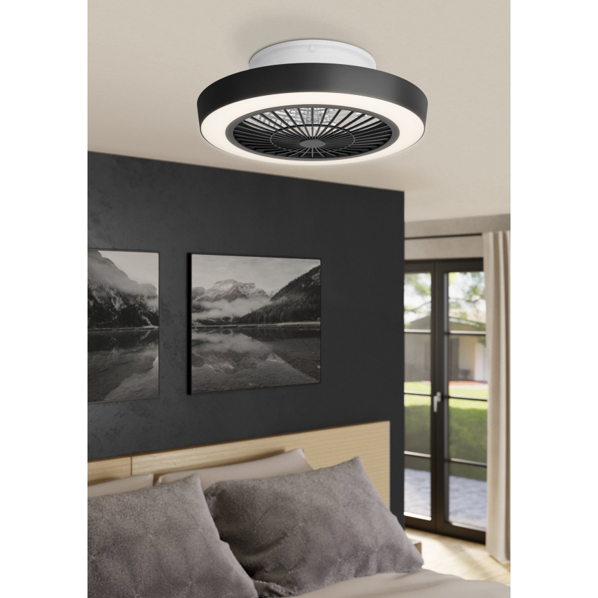 Eglo - LED dimmbarer Deckenventilator LED/37,8W/230V schwarz + Fernbedienung