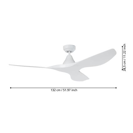 Eglo - Deckenventilator Ø 132 cm weiß + Fernbedienung