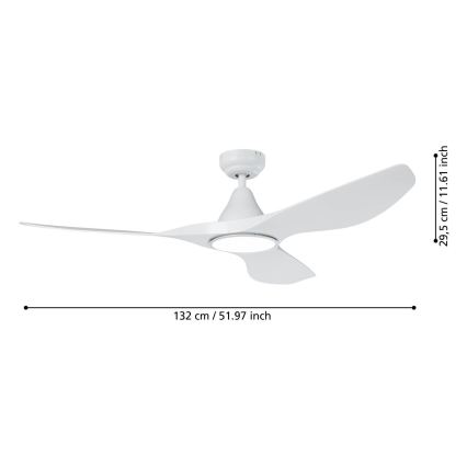 Eglo - LED-Deckenventilator LED/19W/230V Ø 132 cm weiß + Fernbedienung