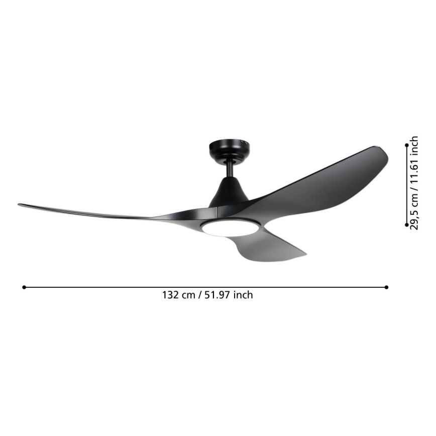Eglo - LED-Deckenventilator LED/19W/230V Ø 132 cm schwarz + Fernbedienung