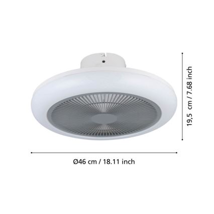 Eglo - Dimmbarer LED-Deckenventilator LED/25,5W/230V grau + Fernbedienung