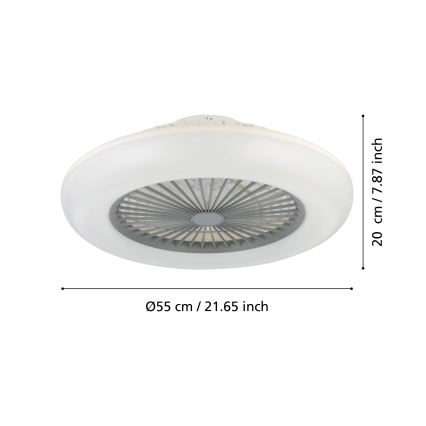 Eglo - Dimmbarer LED-Deckenventilator 3x LED/12,6 W/230 V 2700–6500 K Ø 55 cm grau + Fernbedienung