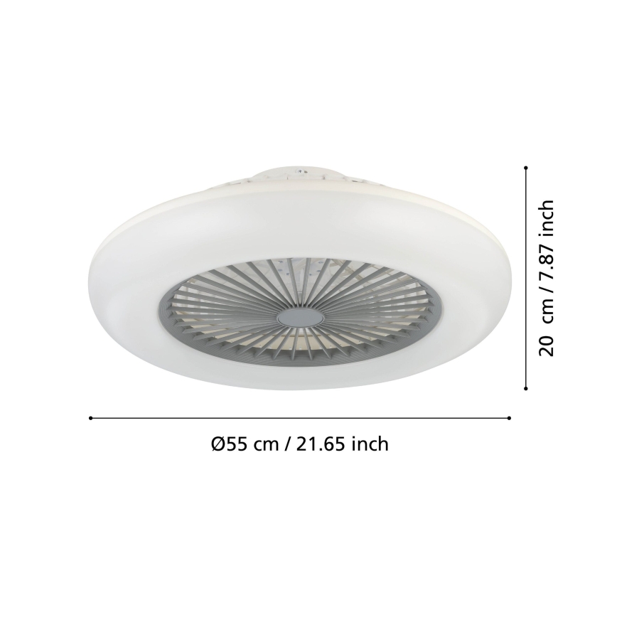 Eglo - Dimmbarer LED-Deckenventilator 3x LED/12,6 W/230 V 2700–6500 K Ø 55 cm grau + Fernbedienung