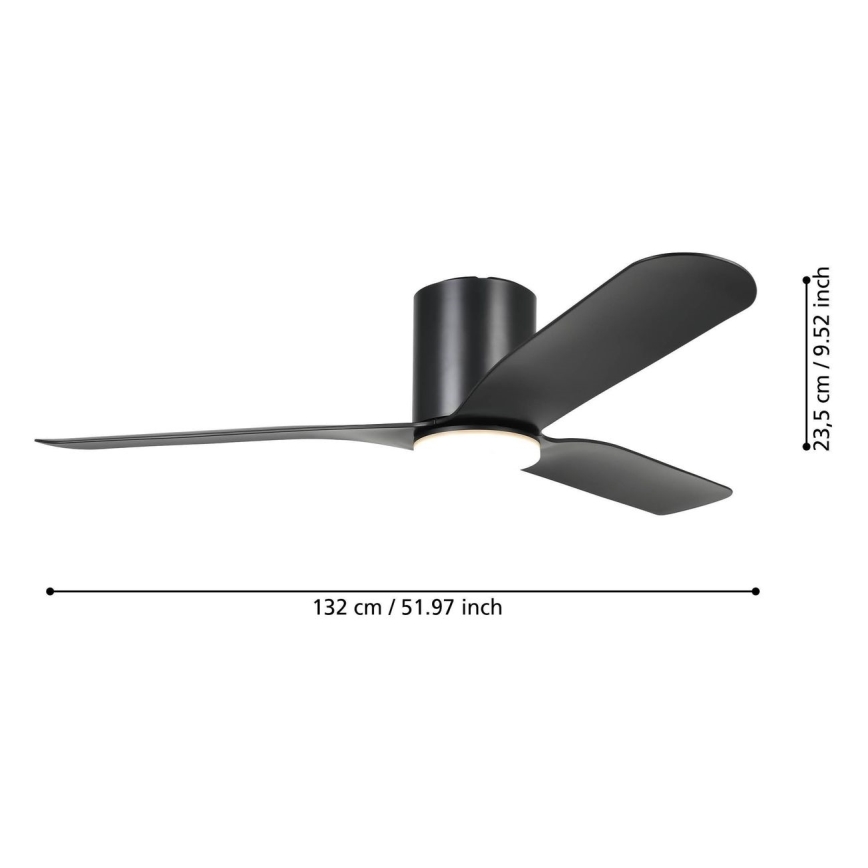 Eglo - Dimmbarer LED-Deckenventilator LED/17W/230V 3000/4000/5000K Ø 132 cm schwarz + Fernbedienung