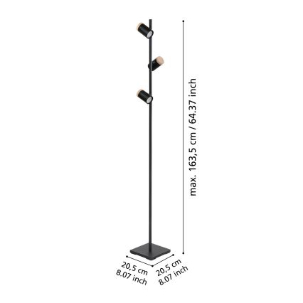 Eglo - LED-Stehleuchte 3xGU10/4,5W/230V 3000K schwarz/braun