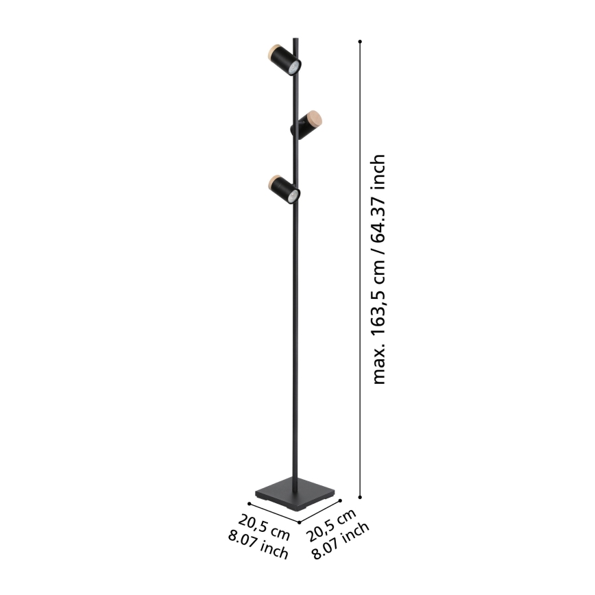 Eglo - LED-Stehleuchte 3xGU10/4,5W/230V 3000K schwarz/braun