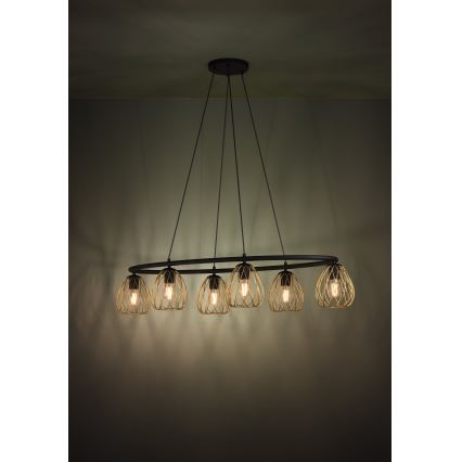 Eglo - Hängeleuchte 6xE27/40W/230V schwarz/golden