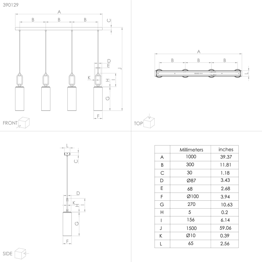 Eglo - Hängeleuchte 4xE27/40W/230V glänzendes Chrom