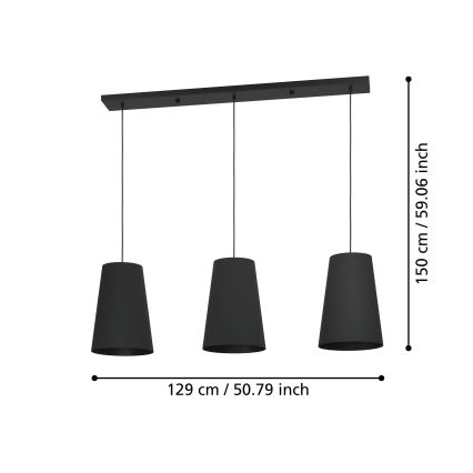 Eglo - Hängeleuchte 3xE27/40W/230V schwarz