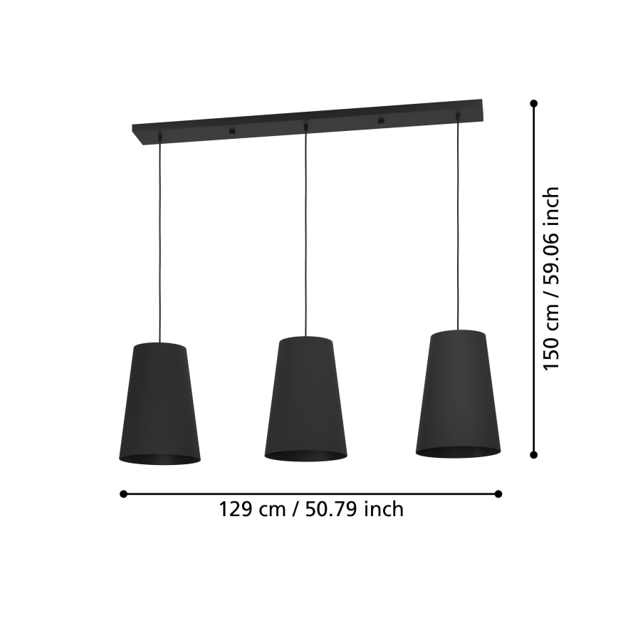 Eglo - Hängeleuchte 3xE27/40W/230V schwarz