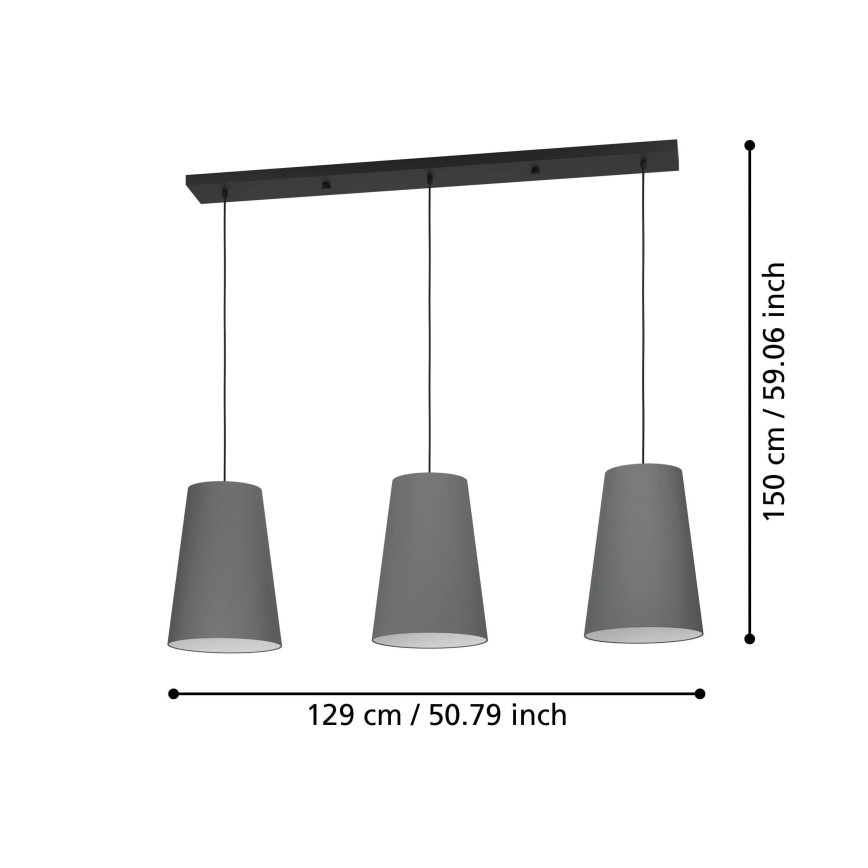 Eglo - Hängeleuchte 3xE27/40W/230V grau