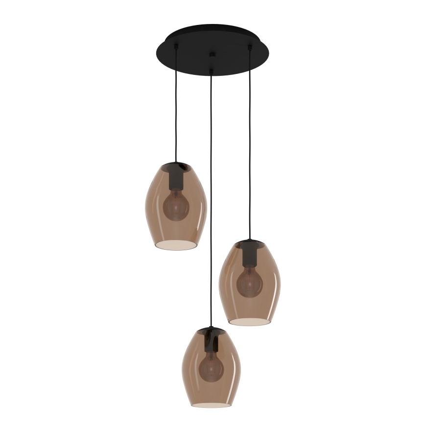 Eglo - Hängeleuchte 3xE27/40W/230V braun