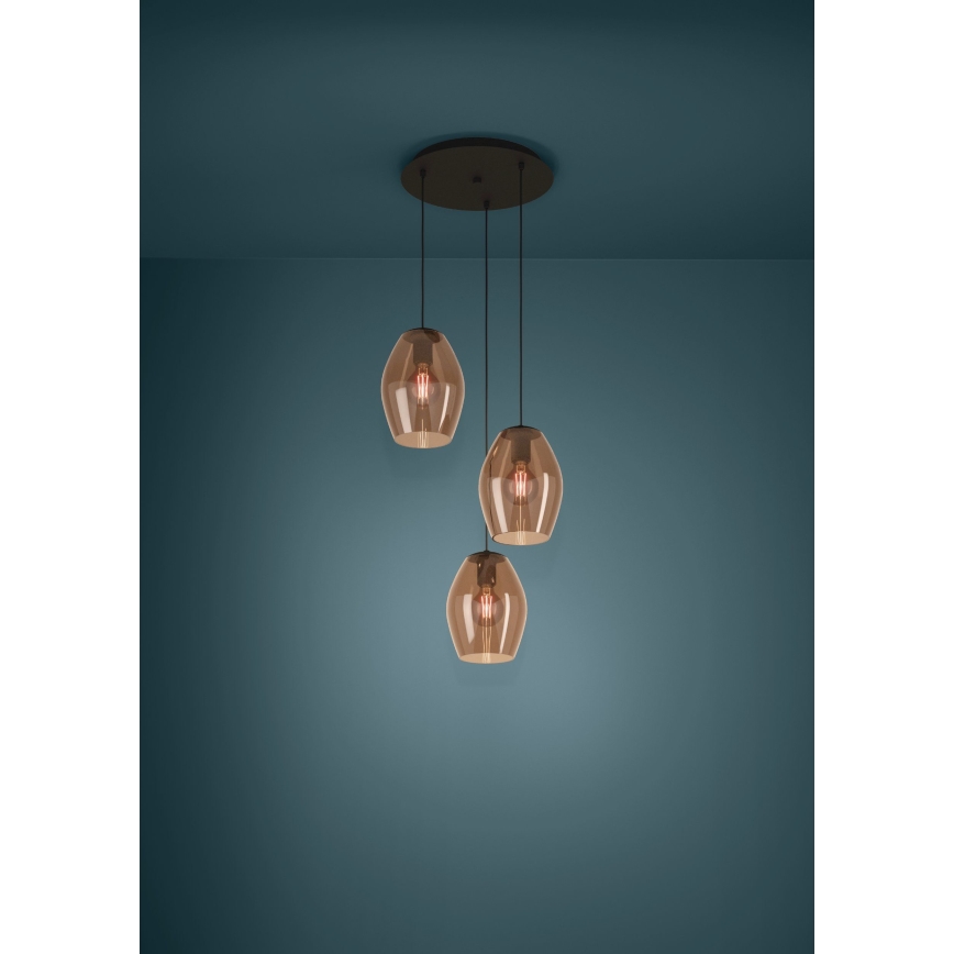 Eglo - Hängeleuchte 3xE27/40W/230V braun