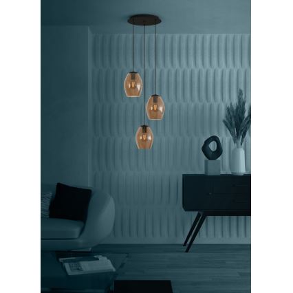 Eglo - Hängeleuchte 3xE27/40W/230V braun