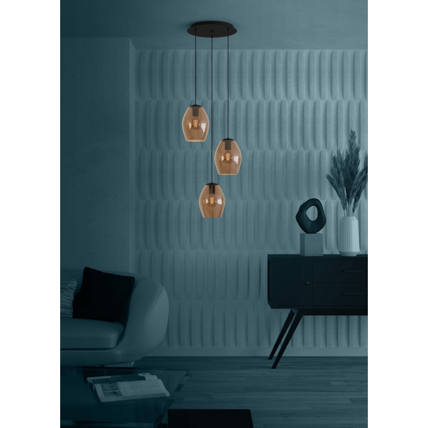 Eglo - Hängeleuchte 3xE27/40W/230V braun