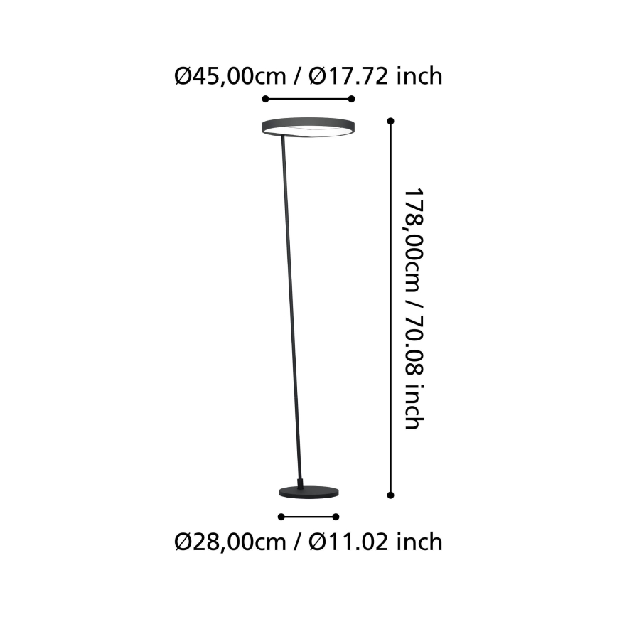 Eglo - Dimmbare LED-Stehleuchte LED/23W/230V 3000K schwarz