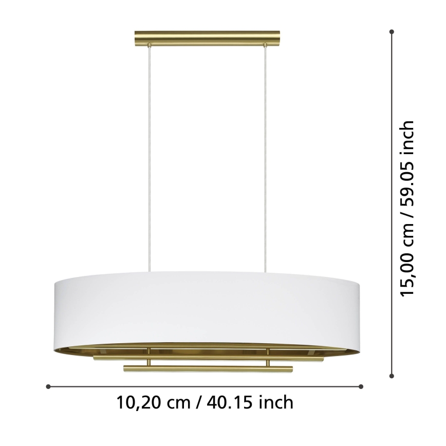 Eglo - Hängeleuchte 4xE27/40W/230V weiß/golden