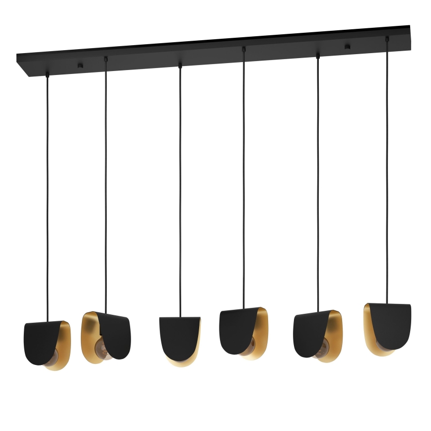 Eglo - Hängeleuchte 6xE27/40W/230V schwarz/golden