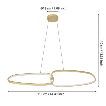 Eglo - Dimmbare LED-Hängeleuchte LED/37,5W/230V 3000K golden
