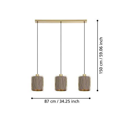 Eglo - Hängeleuchte 3xE27/40W/230V golden/braun
