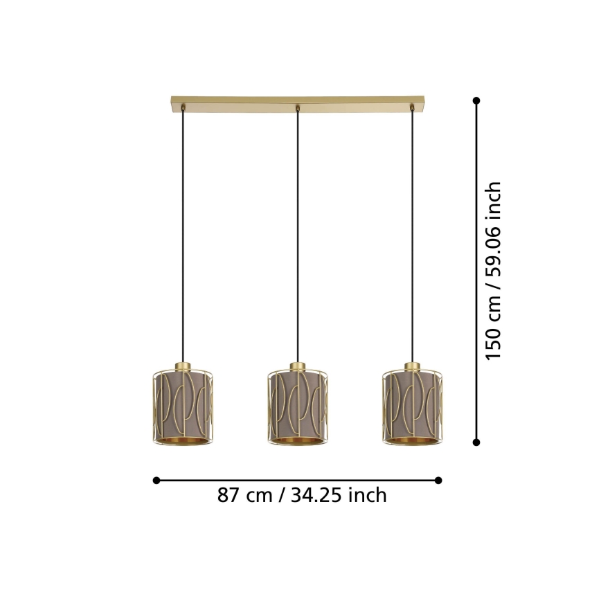 Eglo - Hängeleuchte 3xE27/40W/230V golden/braun