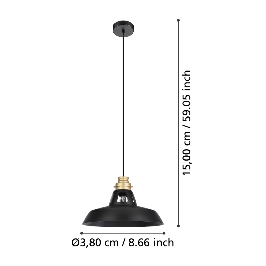 Eglo - Hängeleuchte 1xE27/40W/230V schwarz/golden
