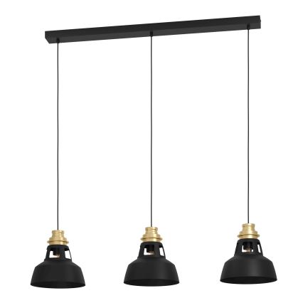 Eglo - Hängeleuchte 3xE27/40W/230V schwarz/golden