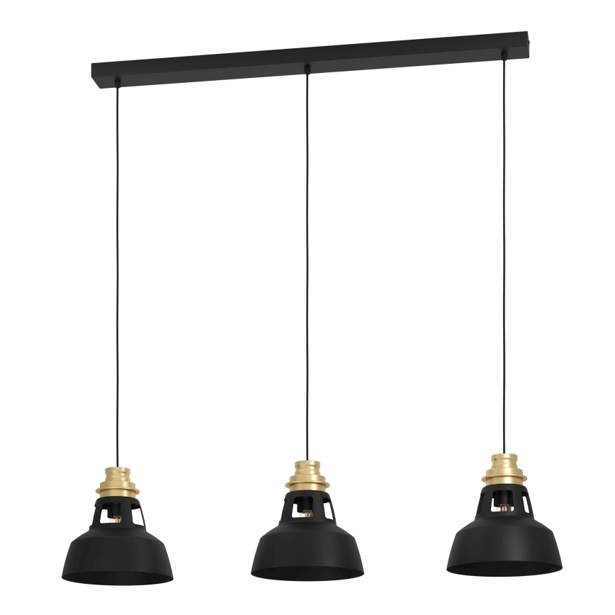 Eglo - Hängeleuchte 3xE27/40W/230V schwarz/golden