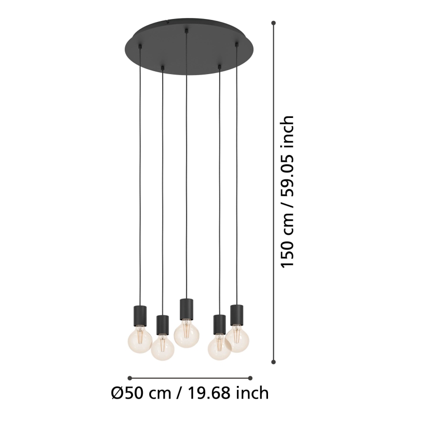 Eglo - Hängeleuchte 5xE27/40W/230V schwarz
