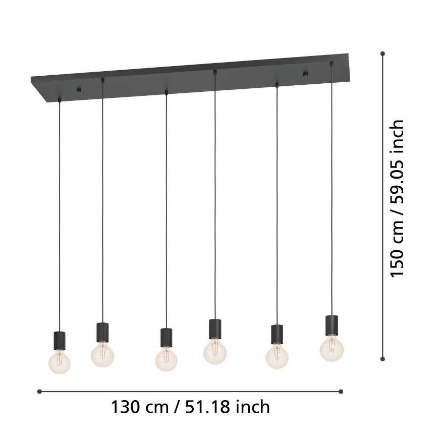 Eglo - Hängeleuchte 6xE27/40W/230V schwarz