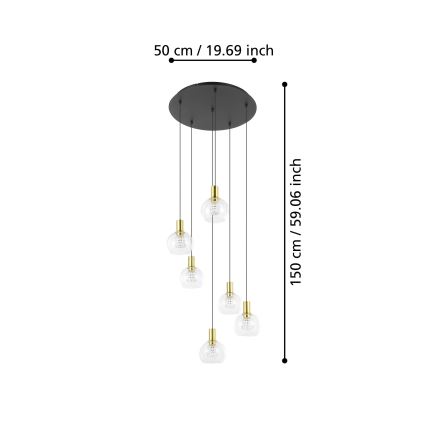Eglo 390279 - Dimmbare LED-Hängeleuchte 6xLED/5,4W/230V 3000K d 54 cm golden