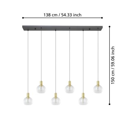 Eglo - Dimmbare LED-Hängeleuchte 6xLED/5,4W/230V 3000K golden