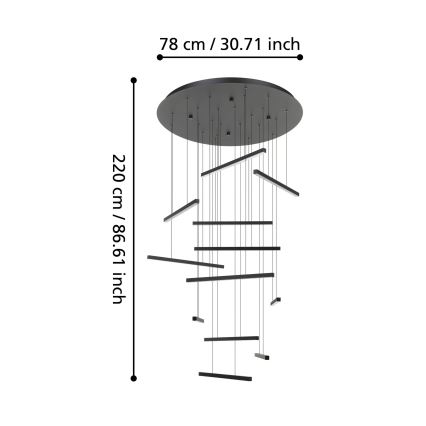 Eglo - Dimmbare LED-Hängeleuchte 12xLED/8,4W/230V 3000K schwarz
