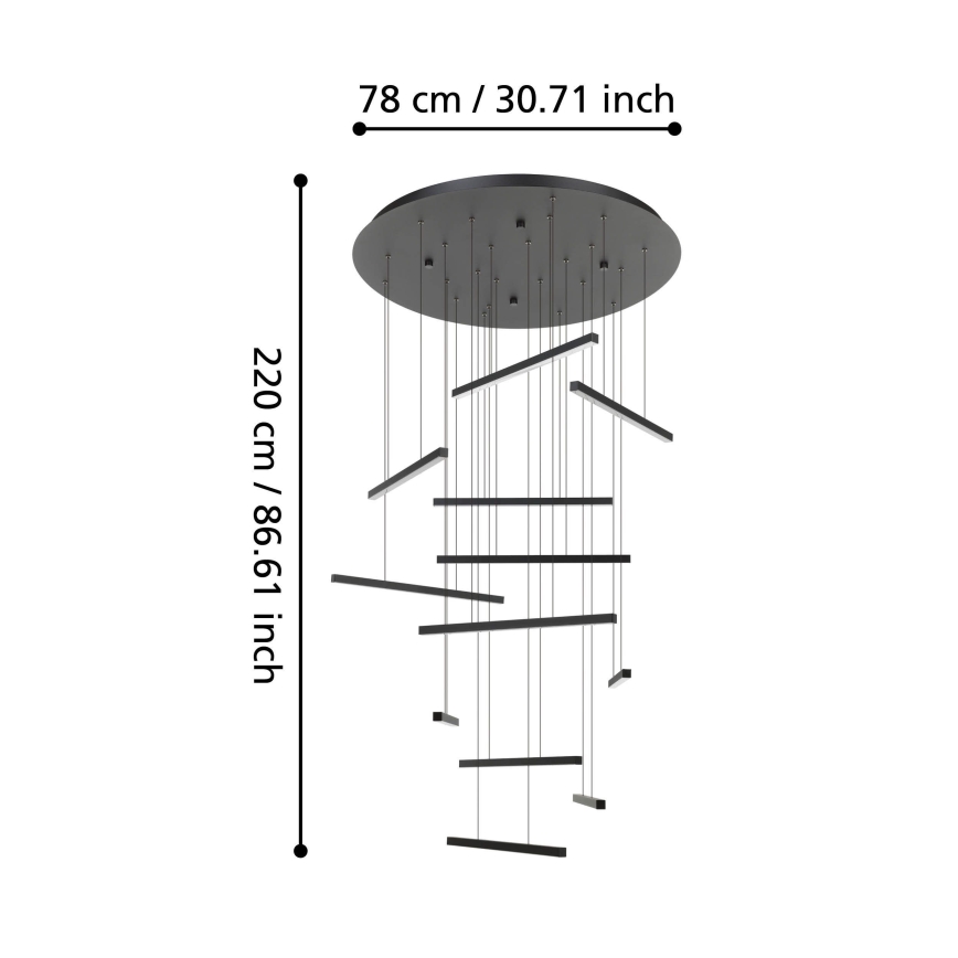 Eglo - Dimmbare LED-Hängeleuchte 12xLED/8,4W/230V 3000K schwarz