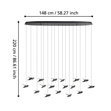 Eglo - Dimmbare LED-Hängeleuchte 17xLED/3W/230V 3000K schwarz
