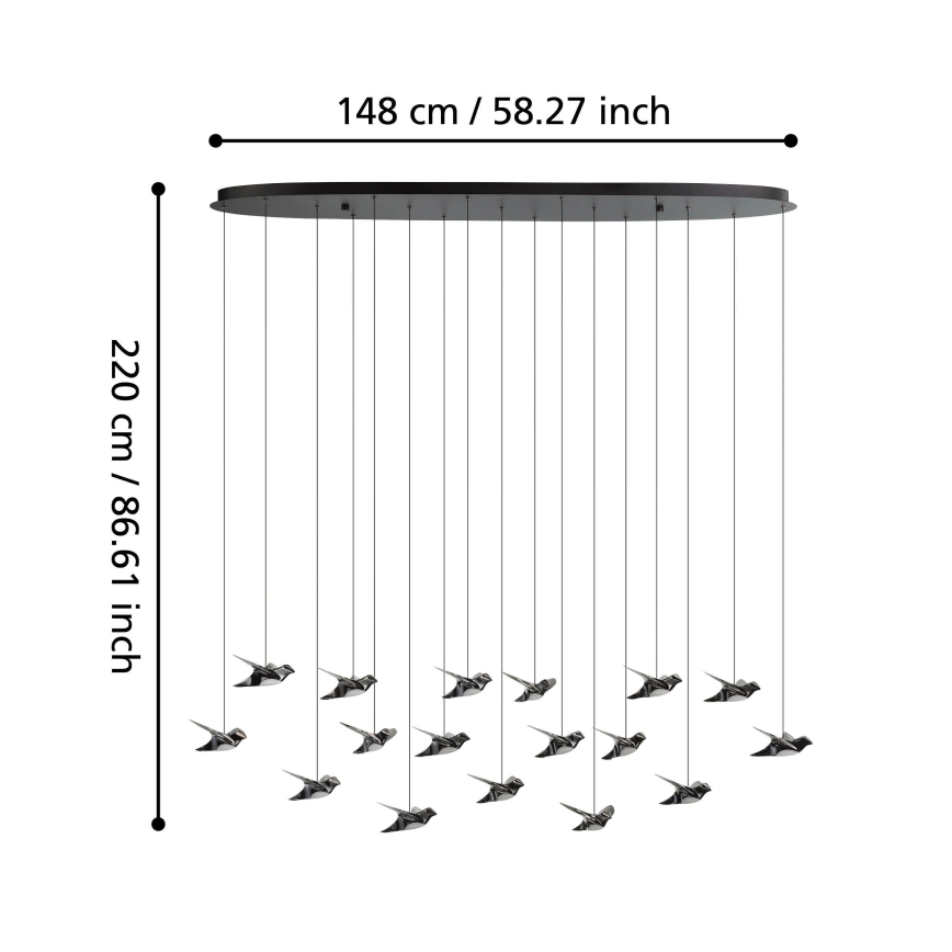 Eglo - Dimmbare LED-Hängeleuchte 17xLED/3W/230V 3000K schwarz