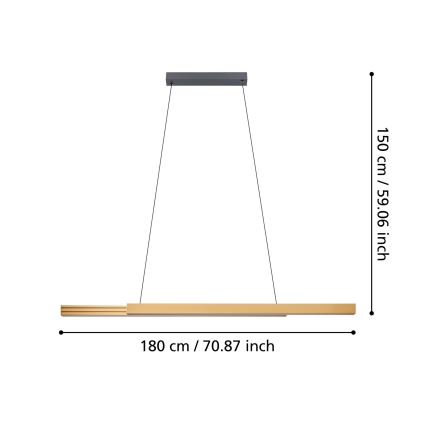 Eglo - Dimmbare LED-Hängeleuchte LED/21W/230V 3000K braun