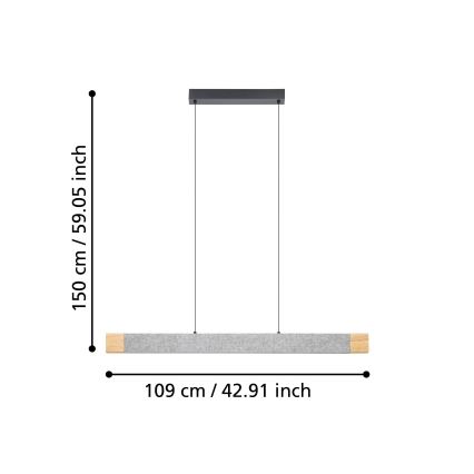 Eglo - Dimmbare LED-Hängeleuchte LED/22,2W/230V 3000K braun/grau