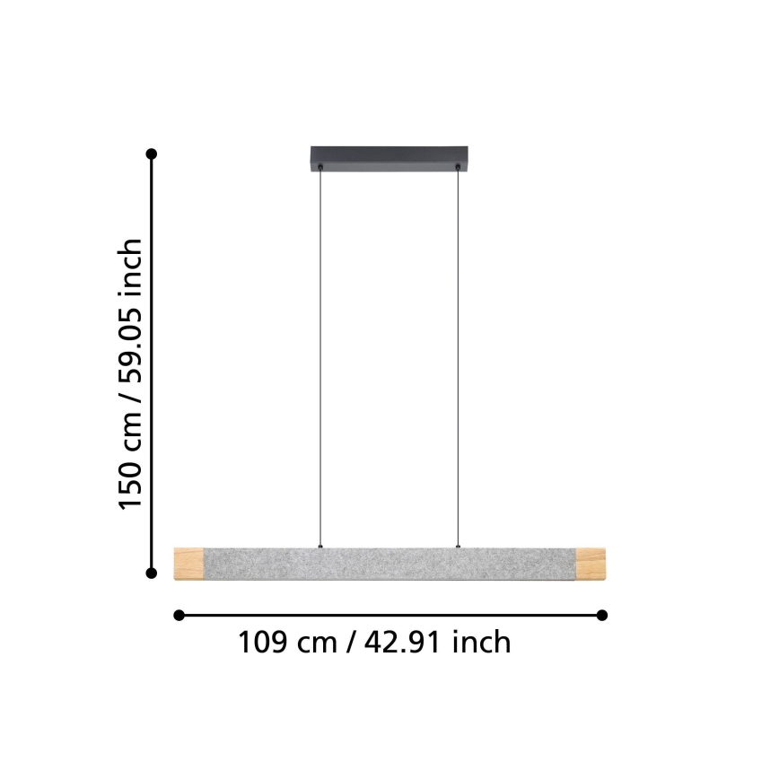Eglo - Dimmbare LED-Hängeleuchte LED/22,2W/230V 3000K braun/grau