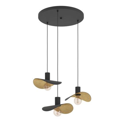 Eglo - Hängeleuchte 3xE27/40W/230V schwarz/golden