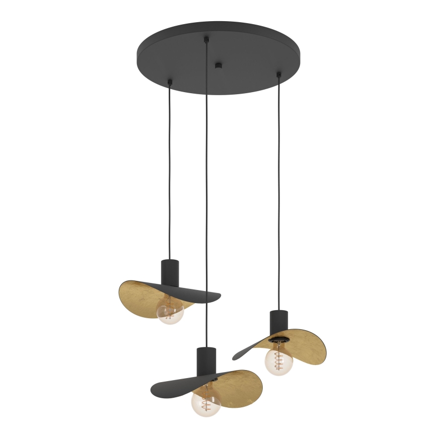 Eglo - Hängeleuchte 3xE27/40W/230V schwarz/golden