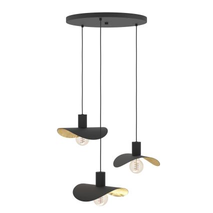 Eglo - Hängeleuchte 3xE27/40W/230V schwarz/golden