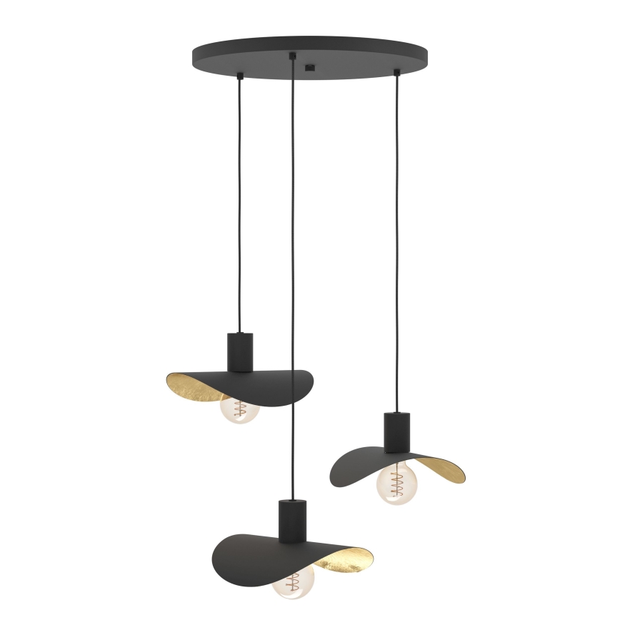 Eglo - Hängeleuchte 3xE27/40W/230V schwarz/golden