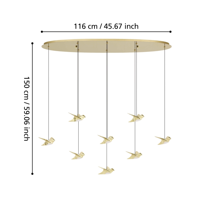 Eglo - Dimmbare LED-Hängeleuchte 8xLED/4,2W/230V 3000K golden