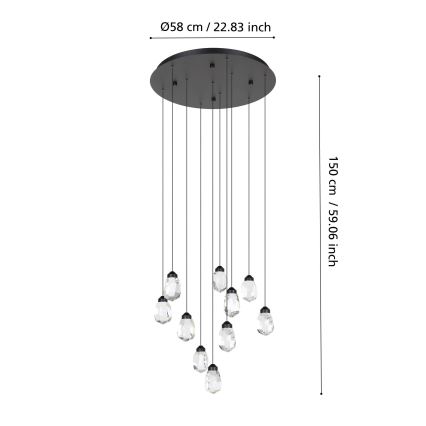 Eglo - Dimmbare LED-Hängeleuchte 10xLED/3W/230V 3000K schwarz/klar