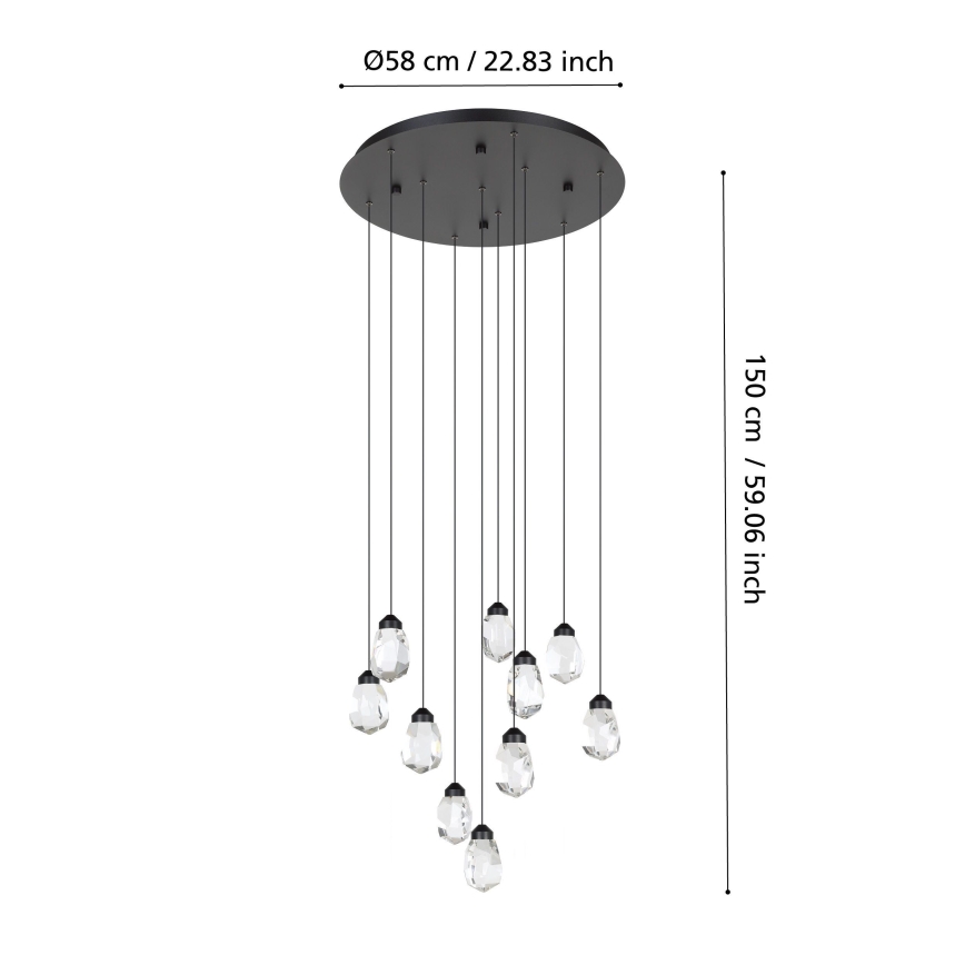 Eglo - Dimmbare LED-Hängeleuchte 10xLED/3W/230V 3000K schwarz/klar
