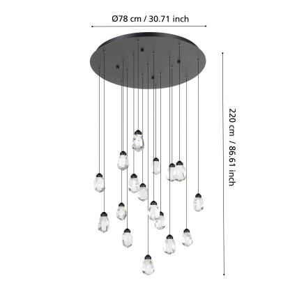 Eglo - Dimmbare LED-Hängeleuchte 17xLED/3W/230V 3000K schwarz/klar