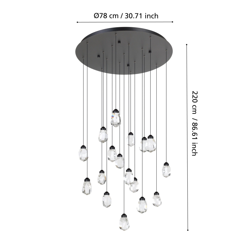 Eglo - Dimmbare LED-Hängeleuchte 17xLED/3W/230V 3000K schwarz/klar
