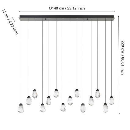 Eglo - Dimmbare LED-Hängeleuchte 14xLED/3W/230V 3000K schwarz/klar