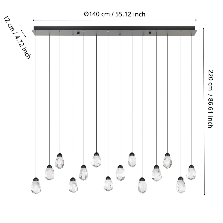 Eglo - Dimmbare LED-Hängeleuchte 14xLED/3W/230V 3000K schwarz/klar